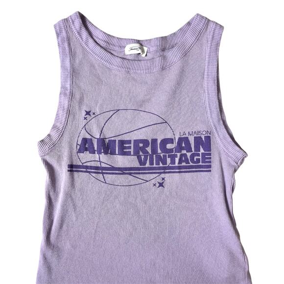American Vintage Lilac ribbed tank with logo and Y2K  design Shabbychic size S - Picture 7 of 8